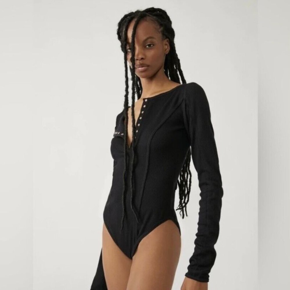 Free People Sloan Bodysuit in Black